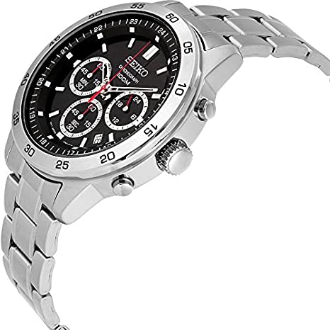 Seiko Men's SKS519 Chronograph Stainless Steel Black Dial Analog Sports  Watch