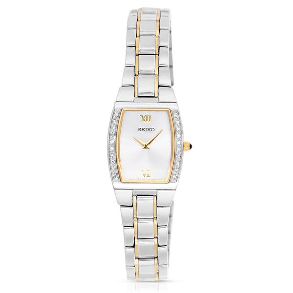 Seiko Diamond Two-Tone Watch SUJE81 Womens 海外 即決-