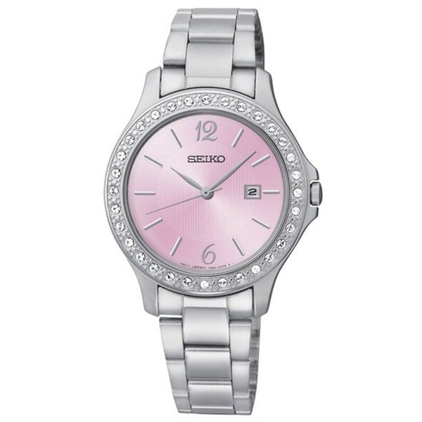 Seiko Pink Dial Stainless Steel Ladies Watch SXDF75