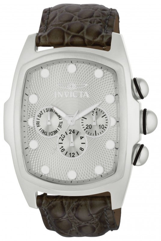 Invicta Men's 0067 Lupah Silver Textured Dial Olive Green Strap Watch