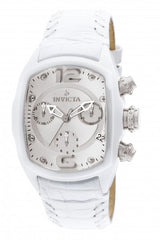 Invicta 0310 Women's Lupah Revolution White Ceramic Leather Strap Silver Dial Chronograph Watch