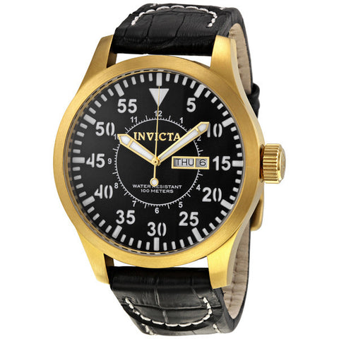 Invicta Men's 11190 Specialty Black Dial Black Leather Watch