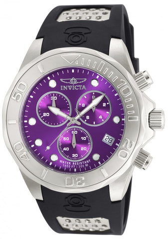 Men's Invicta 11463 Grand Diver Chronograph Purple Dial Polyurethane Strap Sport Watch