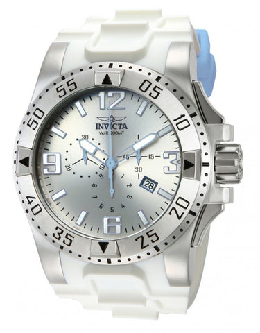 Invicta Men's 11793 Excursion Chronograph Silver Dial White Polyurethane Watch