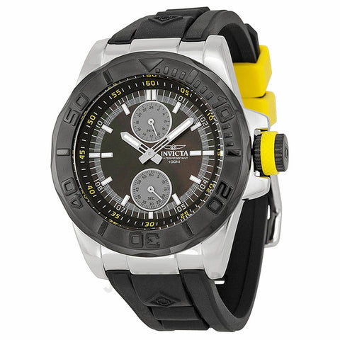 Invicta Men's 1380 Pro Diver Ocean Baron GMT Black MOP Dial Rubber Strap Watch