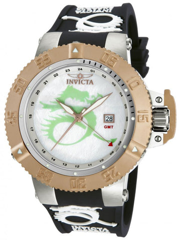 Men's Invicta 13913 Subaqua Noma III Lume Dragon Quartz GMT White Dial Rubber Strap Watch