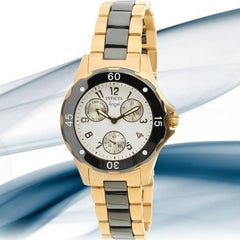 Invicta 1656 Women's Angel Gold Plated Black Ceramic Silver Dial Watch