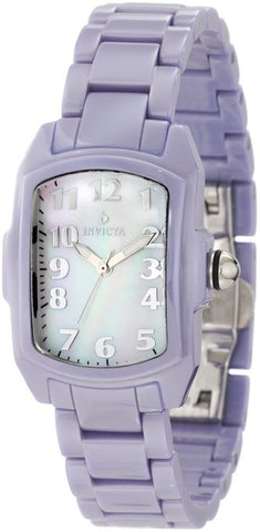 Invicta Women's 1969 Lupah White MOP Dial Baby Blue Ceramic Watch