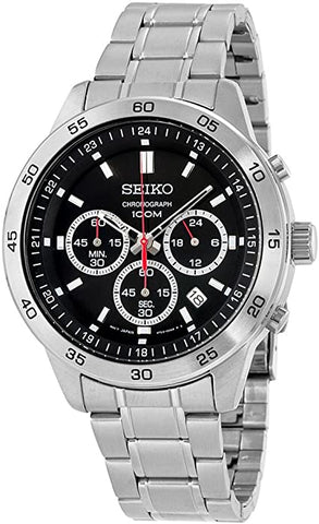 Seiko Men's SKS519 Chronograph Stainless Steel Black Dial Analog Sports  Watch