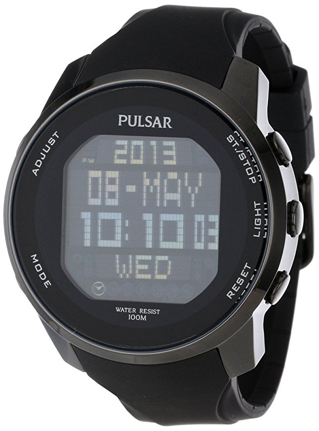 Pulsar PQ2011 Stainless Steel Digital Watch with Black – Exact Time Corp.