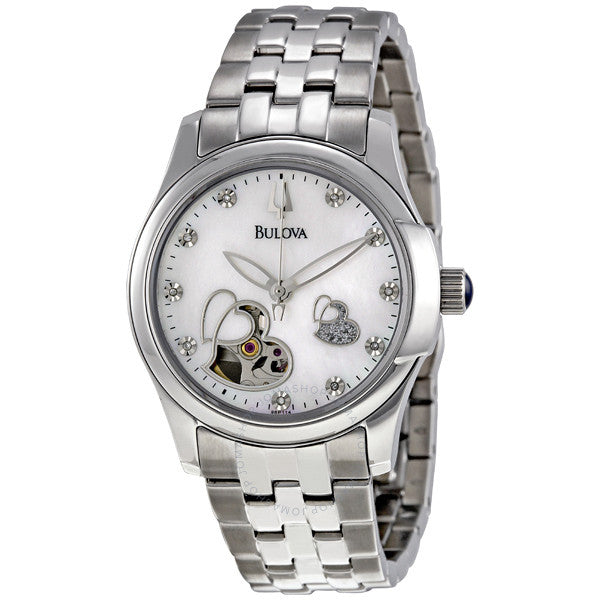 Bulova women's diamond on sale heart automatic watch