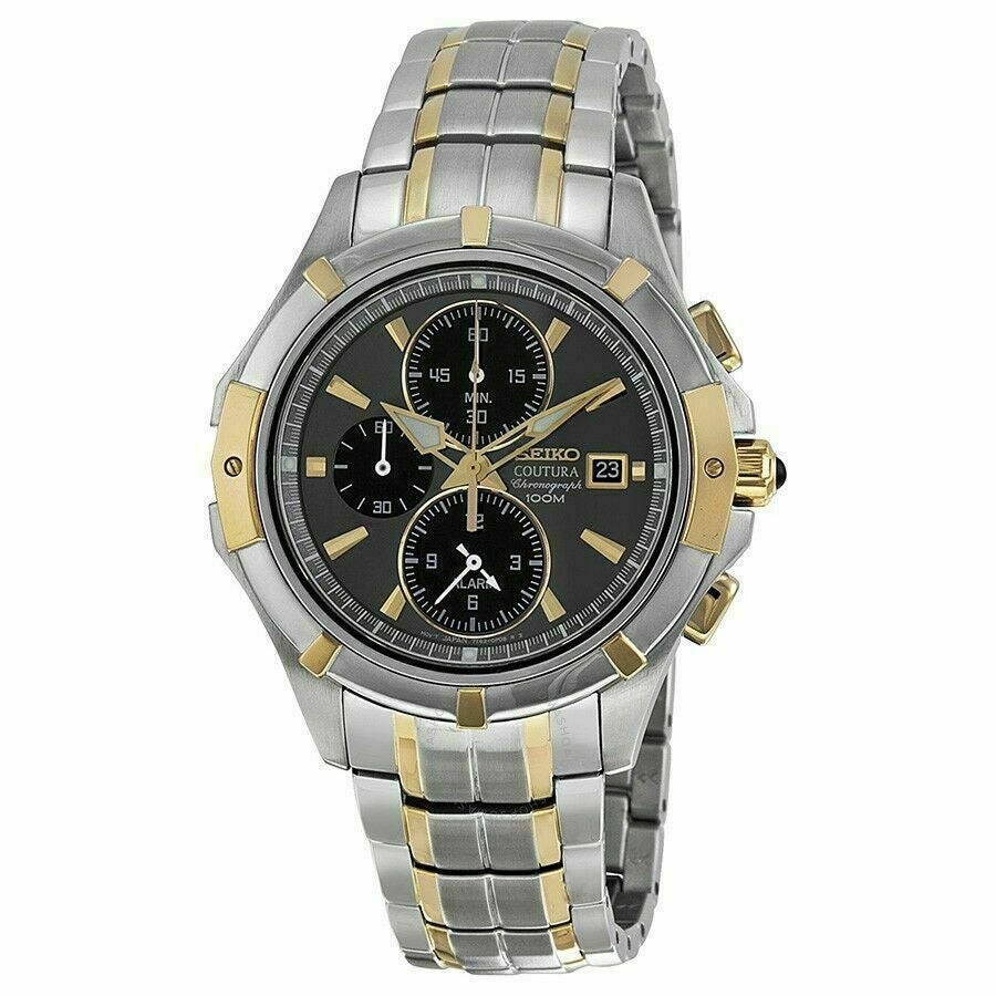 Seiko silver dial 2 shop tone chrono coutura watch