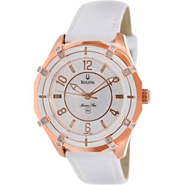 Bulova women's hotsell leather watch