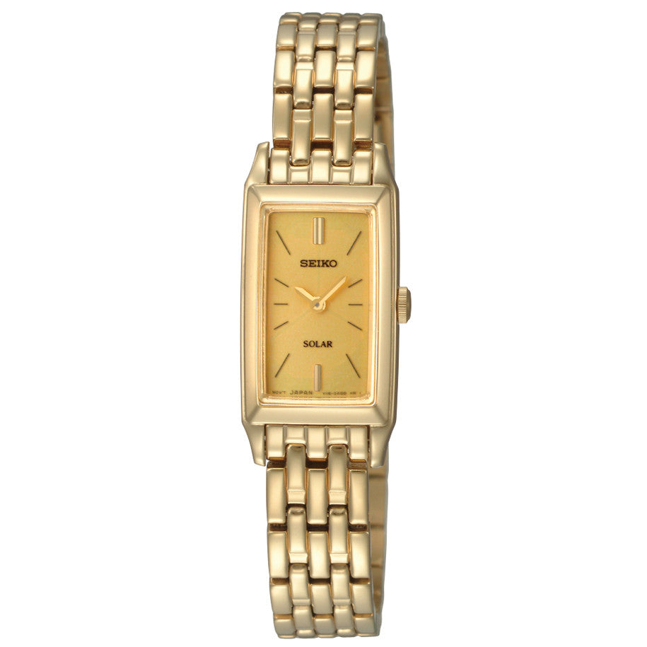 Seiko Women's SUP030 Solar Champagne Dial Gold-Tone Bracelet Dress Watch