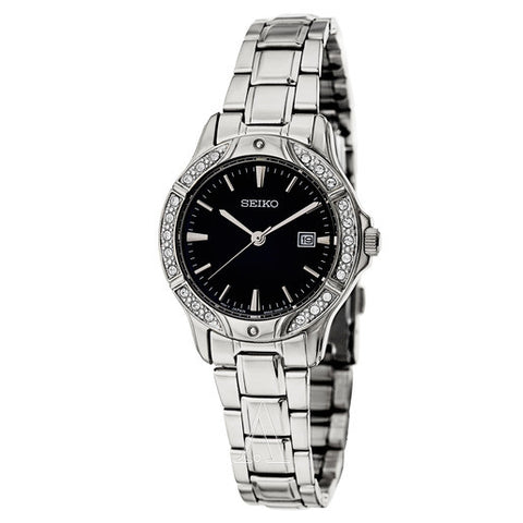 Seiko Women s SUR877 Black Dial Stainless Steel Ladies Watch