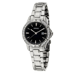 Seiko Women's SUR877 Black Dial Stainless Steel Ladies Watch