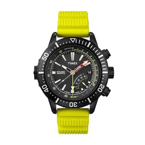 Timex Men's T2N958 Intelligent Quartz Adventure Series Depth Gauge Yellow Resin Strap Watch