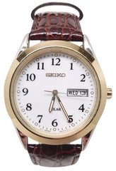 Seiko Men's SNE056 Stainless Steel Solar with Leather Band Watch